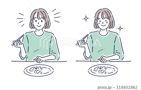 食事をする女性のイラスト素材 118932862