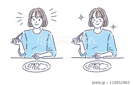食事をする女性のイラスト素材 118932863