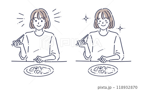 食事をする女性のイラスト素材 118932870