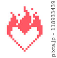 Blazing flaming pixel heart on fire 118933439