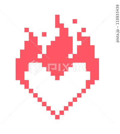 Blazing flaming pixel heart on fire Blazing flaming pixel heart on fire 118933439