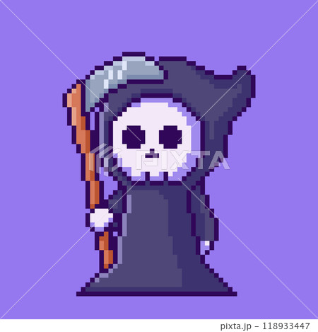 Pixel art Cute Grim Reaper game asset design Pixel art Cute Grim Reaper game asset design 118933447