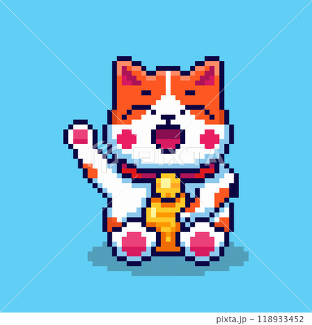 Pixel art Lucky Cat game asset design 118933452