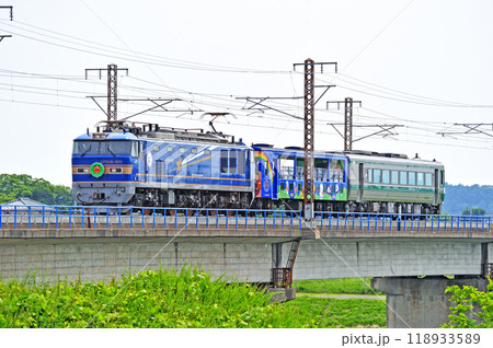 常磐線　水戸ー勝田　JR東日本　EF510-501+JR四国　キクハ32-502＋キハ185-26 118933589