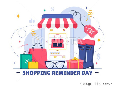 Shopping Reminder Day Vector Illustration for 26th November, featuring a Paper Bag and Items in a National Holiday Flat Style Cartoon Background Shopping Reminder Day Vector Illustration for 26th November, featuring a Paper Bag and Items in a National Holiday Flat Style Cartoon Background 118933697