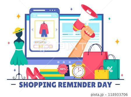 Shopping Reminder Day Vector Illustration for 26th November, featuring a Paper Bag and Items in a National Holiday Flat Style Cartoon Background 118933706