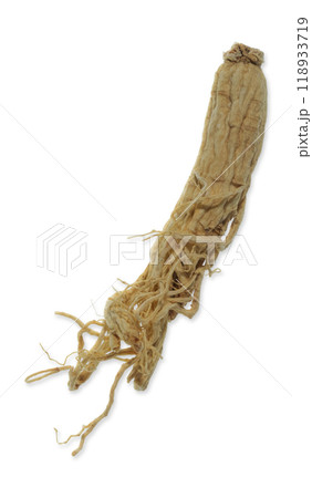 Isolated ginseng cut out on white background. 118933719