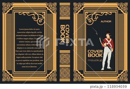 Ornate leather book cover and Old retro ornament frames. Royal Golden style design. Historical novel. Oriental style Vector illustration. Hand drawn illustration Ornate leather book cover and Old retro ornament frames. Royal Golden style design. Historical novel. Oriental style Vector illustration. Hand drawn illustration 118934039