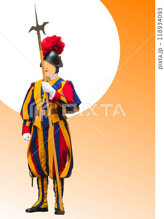 Swiss Guards of Vatican City. 3d vector illustration 118934093