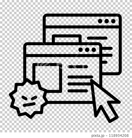 ウイルスに感染したサイトのアイコン。 118934208