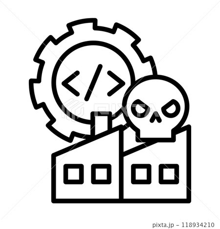 OPCサーバーのマルウェア感染を表すアイコン。 118934210