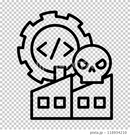 OPCサーバーのマルウェア感染を表すアイコン。 118934210