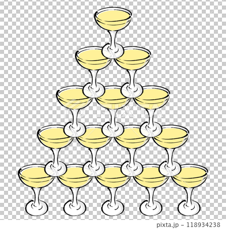 帶有畫筆描邊的五層香檳塔的插圖 118934238