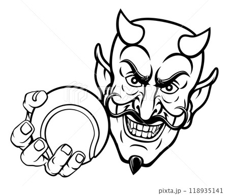 Devil Satan Tennis Ball Sports Mascot Cartoon 118935141