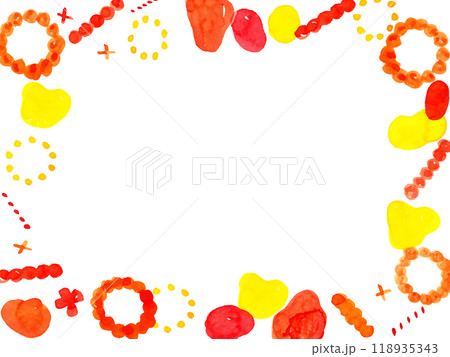 オレンジ系水彩のかわいい手描きフレーム オレンジ系水彩のかわいい手描きフレーム 118935343