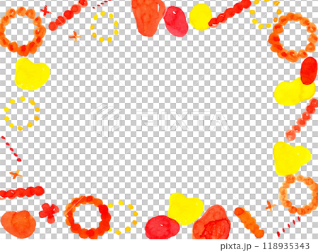 オレンジ系水彩のかわいい手描きフレーム オレンジ系水彩のかわいい手描きフレーム 118935343