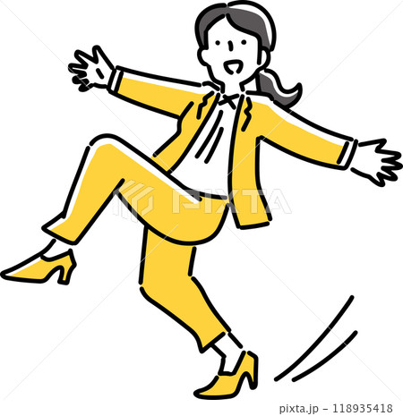 ご機嫌なポーズをとる女性社員 118935418