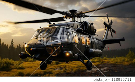 Military combat helicopter for war, aviation for combat operations 118935711