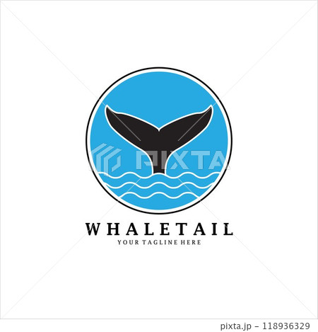 whale tail vintage logo vector illustration design whale tail vintage logo vector illustration design 118936329