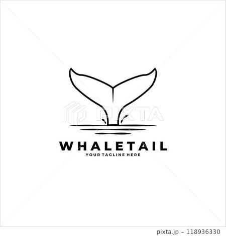 whale tail line art minimalist vector logo illustration design 118936330