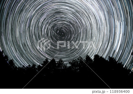Star trails in the night sky 118936400