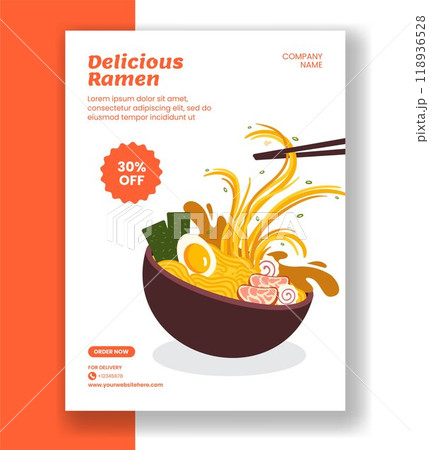 Ramen Japanese Food Vertical Poster Flat Cartoon Hand Drawn Templates Background Illustration Ramen Japanese Food Vertical Poster Flat Cartoon Hand Drawn Templates Background Illustration 118936528