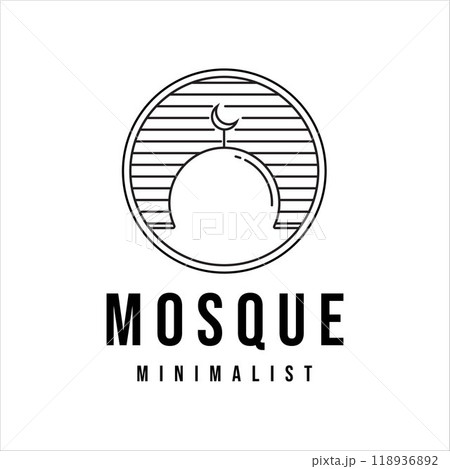 mosque line art minimalist vector logo illustration design mosque line art minimalist vector logo illustration design 118936892