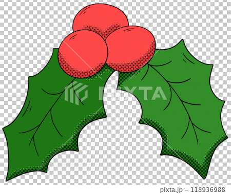holly leaves and berries christmas pop art illustration holly leaves and berries christmas pop art illustration 118936988