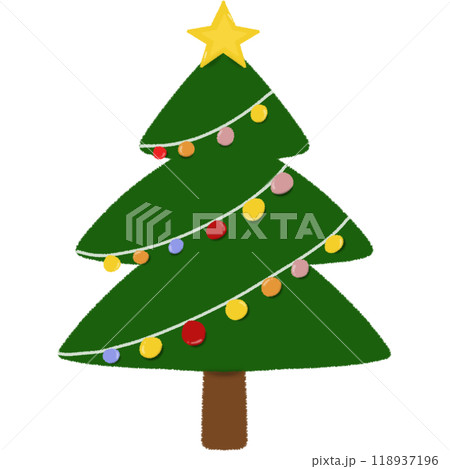 green christmas tree with red decoration 118937196