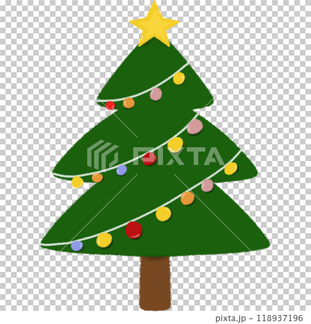 green christmas tree with red decoration 118937196