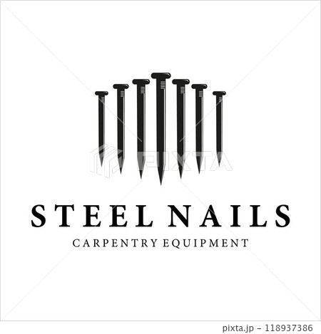 steel nails logo vintage vector illustration template design . nails logo for mining equipment concept illustration design steel nails logo vintage vector illustration template design . nails logo for mining equipment concept illustration design 118937386