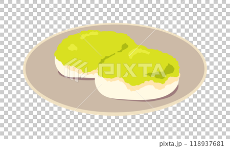 皿に乗せたずんだ餅のイラスト 118937681