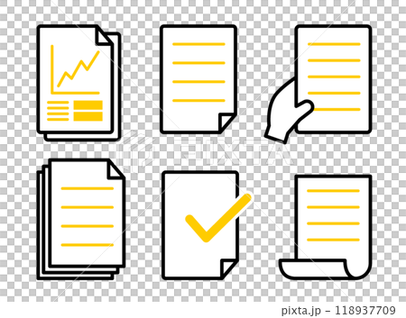 Various types of documents set of 6, yellow 118937709