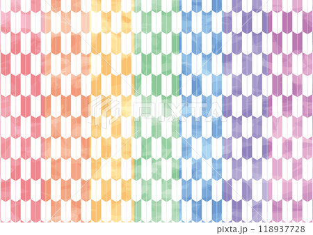 矢絣柄 水彩風 虹色 矢絣柄 水彩風 虹色 118937728