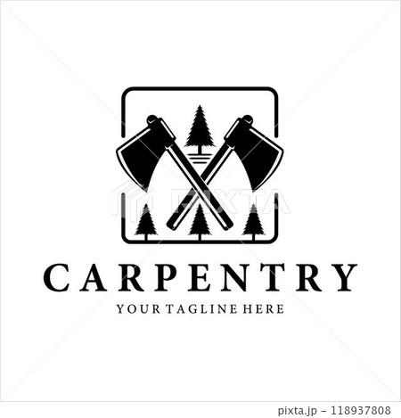carpenter logo vector vintage illustration design carpenter logo vector vintage illustration design 118937808