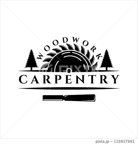 carpenter logo vector vintage illustration design 118937891