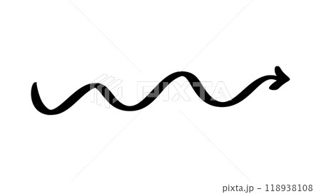 Curved Wavy hand drawn Arrow. Simple Vector Illustration for Design Projects Curved Wavy hand drawn Arrow. Simple Vector Illustration for Design Projects 118938108