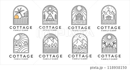 set of cottage or cabin line art minimalist simple vector logo illustration design. bundle collection of cottage or cabin at the mountain forest and the beach for logo line art concept vector design set of cottage or cabin line art minimalist simple vector logo illustration design. bundle collection of cottage or cabin at the mountain forest and the beach for logo line art concept vector design 118938150