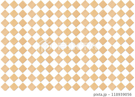 ひし形のウッドキューブが並ぶひし形の斜め格子柄の背景素材 ひし形のウッドキューブが並ぶひし形の斜め格子柄の背景素材 118939056