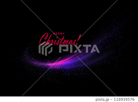 Merry Christmas. Isolated arc of blue and purple gradient with shiny tinsel 118939576