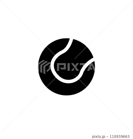 Minimalist black tennis ball icon, perfect for web and mobile applications 118939663