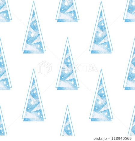 Seamless pattern with stencil Christmas trees. 118940569