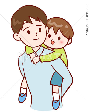 子どもをおんぶしている父親 118940689