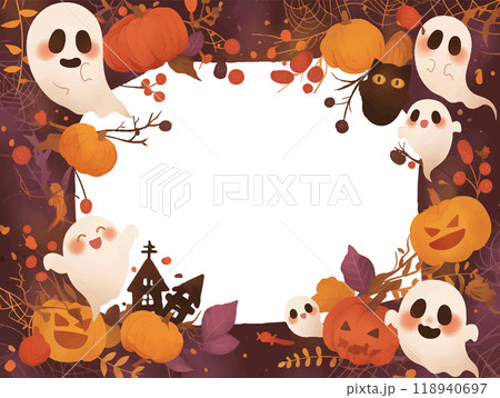 ハロウィンフレームおばけかぼちゃ 118940697