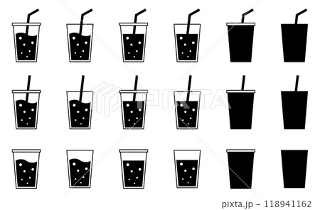 様々な形の飲物、ドリンク、ジュースのベクターイラストセット 118941162
