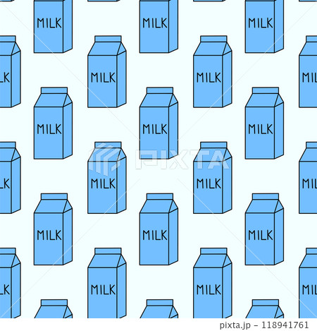 Seamless Pattern with Milk Box. Carton packaging. Dairy product. Vector flat illustration. Seamless Pattern with Milk Box. Carton packaging. Dairy product. Vector flat illustration. 118941761