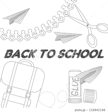 School Supplies Coloring Page for Back to School School Supplies Coloring Page for Back to School 118942198
