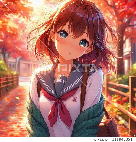 秋が似合う学生・イラスト 118942351