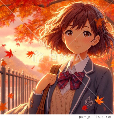 秋が似合う学生・イラスト 118942356