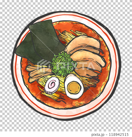 醬油拉麵手寫毛筆繪畫風格插畫 醬油拉麵手寫毛筆繪畫風格插畫 118942515